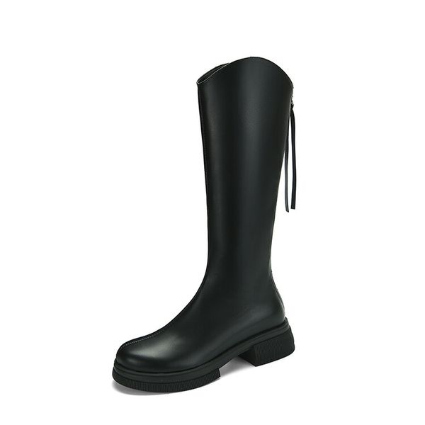 

winter ankle boots mid-calf women designer round toe low heels shoes soft genuine leather cowskin party wedding fashion luxury lady warorwar, Black