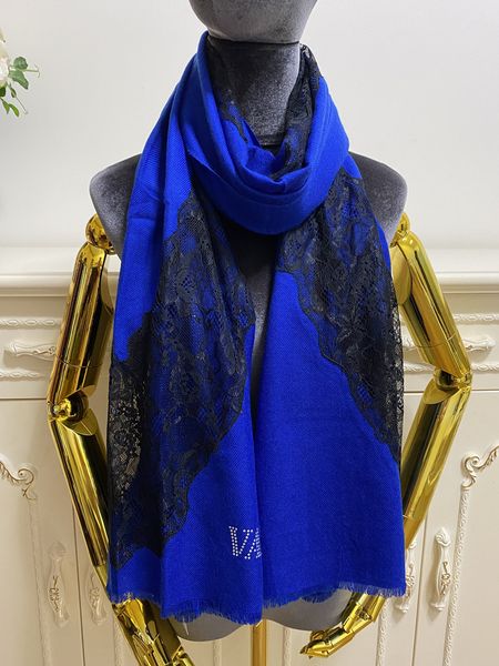 

women's long scarf scarves lace cashmere material thin and soft print letters pattern size 190cm -68cm, Blue;gray