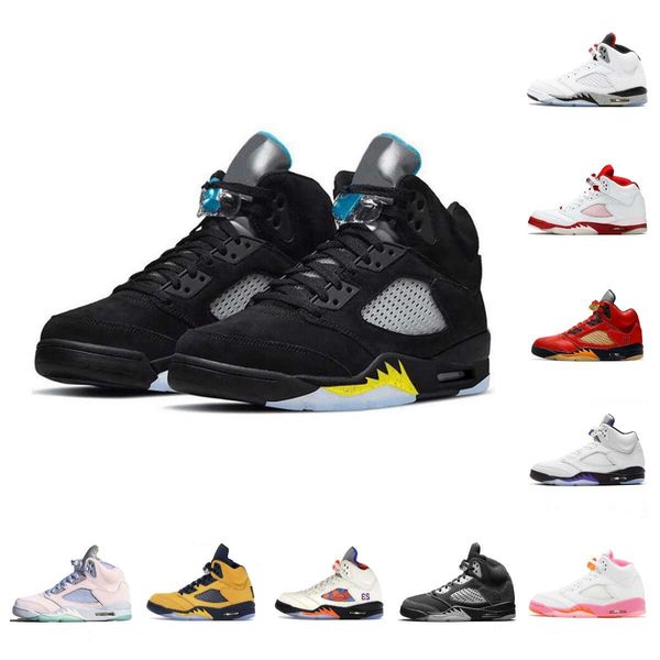 

jumpman 5 5s basketball shoes mens oreo sail white cement dark concord green bean raging racer blue fire red silver black metallic alternate