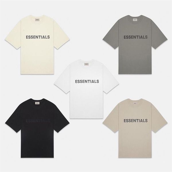 

t-shirt summer spirit essentials double-line chest letter high street short-sleeved shirt men's trend 63s, White