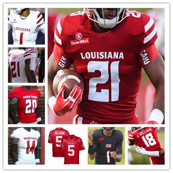 

louisiana ragin' cajuns college football jerseys chandler fields ben wooldridge chris smith terrence williams jacob kibodi dre'lyn, Black;red