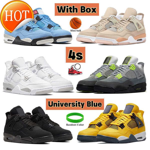 

2023 basketball shoes sneakers with box university blue white oreo tour yellow black metallic green 4 4s se neon cactus jack men women