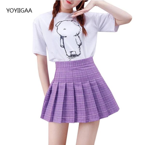 

skirts summer women pleated skirts high waist a-line woman plaid skirt college style ladies girls dance mini skirt purple tennis skirts, Black