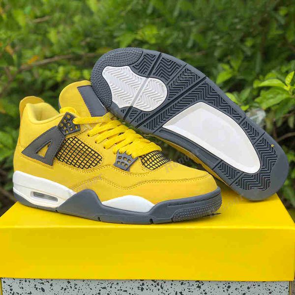 

basketball shoes basketball shoes running sneakers sport trainers lightning black yellow classic design 4s with box. 2021 jumpman 4jzsl