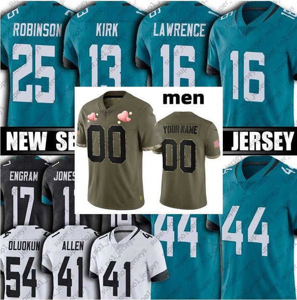 

football jersey jacksonville''jaguars''33 devin lloyd 16 trevor lawrence 1 travis etienne jr 45 k'lavon chaisson 44, Black;red