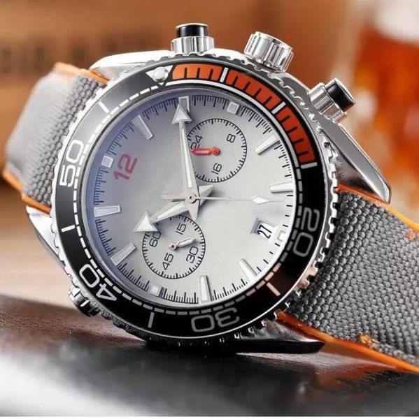 

luxury watch men all dials work brand two eyes full functional clock wristwatches nylon strap quartz calendar all the crime scanning tick wa, Slivery;brown