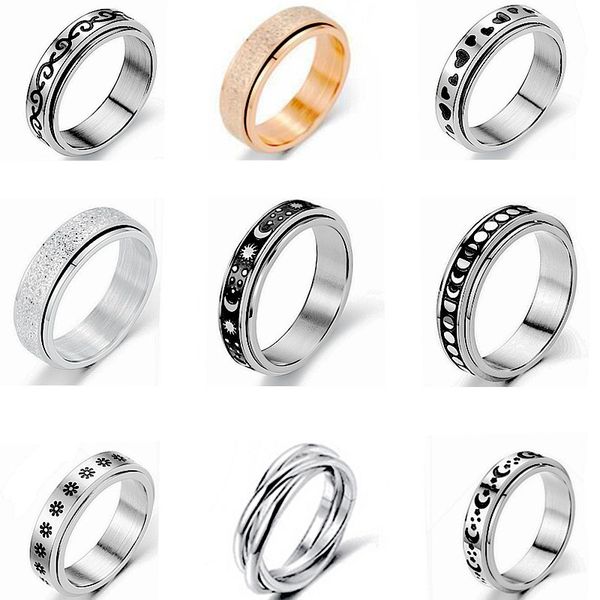 

titanium steel rotating ring designer gold plated diamond rings mens luxury engagement for women earings wedding nail earing men hoop earrin, Silver