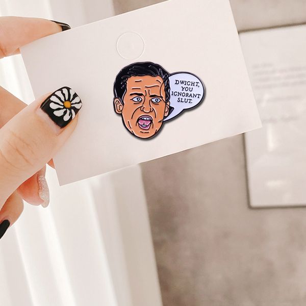 

the office pin dwight you ignorant slut tv show enamel brooch badge lapel, Blue