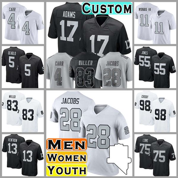 

98 maxx crosby football las vegas raiders darren waller derek carr jerseys davante adams josh jacobs hunter renfrow chandler jones johnathan, Black;red