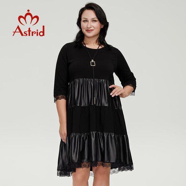 

dresses astrid women's dresses for women 2022 new pu leather dress long sleeves oversize stitching design evening dresses with necklace, Black;gray