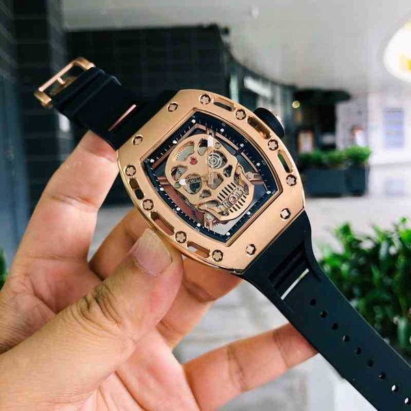 

multi-function superclone luxury mens mechanics watches richa milles wristwatch business leisure men automatic mechanical watch skull domine, Slivery;golden