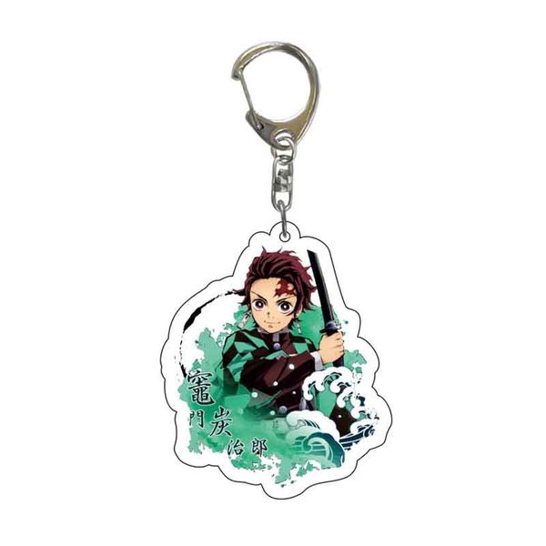 

Keychain Ghost killing blade anime two dimensional acrylic double sided creative pendant cartoon car Keyring 55mm individual package Mix Wholesale