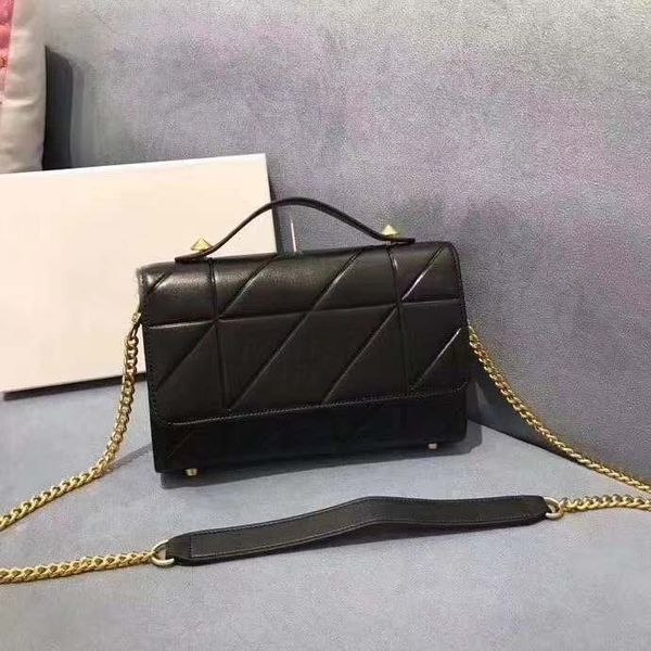 

chain real leather womens designer bags handbag purses shoulder bag lady checked grain casual handbags totes crossbody bags for women, Red;black