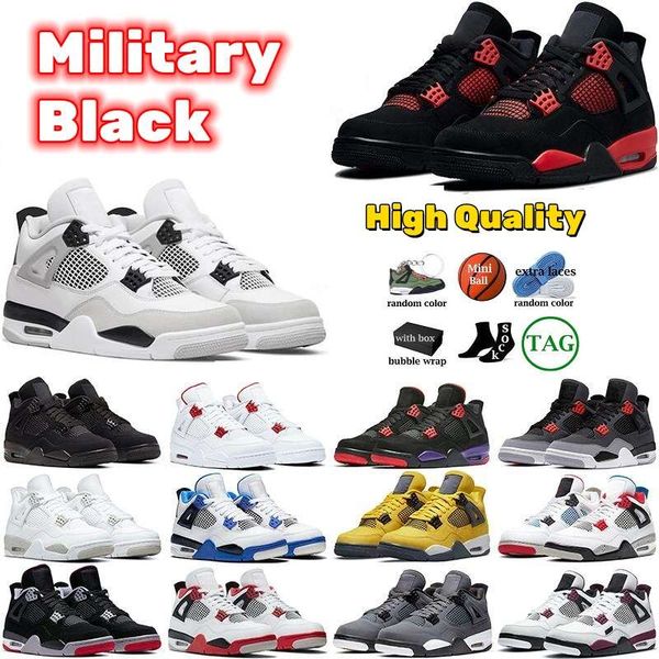 

2023 basketball shoes sneakers retro trainers white oreo sail cool grey university blue fire red thunder bred zen money jumpman 4 with box 4