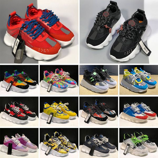 

luxury casual shoes sneakers trainers sandals reflective height chain reaction triple black white multi-color suede red blue yellow fluo men