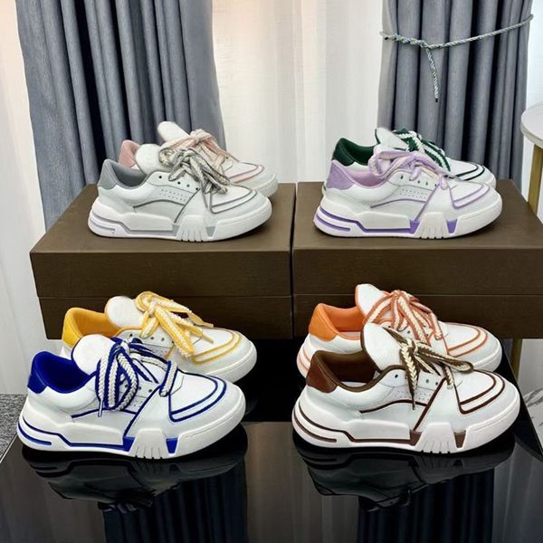 

men platform gym casual shoes women travel leather lace-up trainers sneaker 100% cowhide letters thick bottom woman designer shoe flat lady, Black