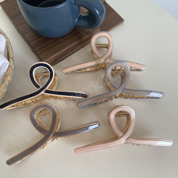 

simple 11cm large clamps patchworkcolor hair clip claw women acetic acid temperament hair accessories, Slivery;golden