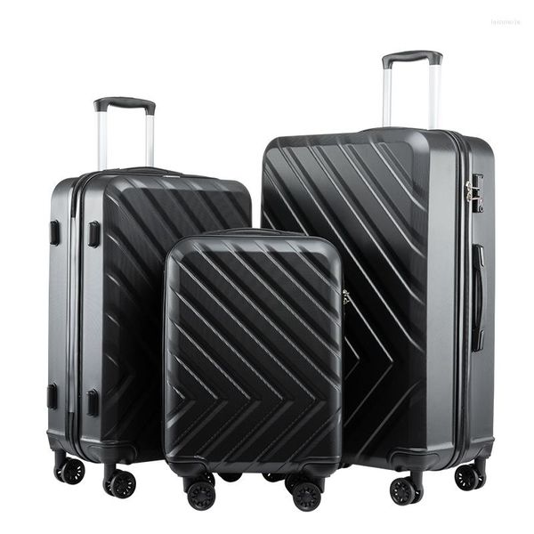 

suitcases 3pcs set 20''24/28 inch rolling luggage travel suitcase on wheels trolley bag abs pc case for business
