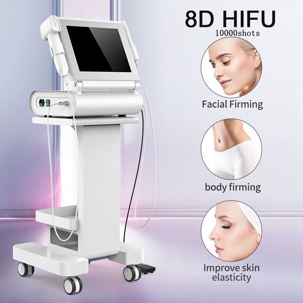 

multi-functional beauty equipment 8d hifu anti-wrinkle liftting face body slimming wrinkle removal with 2 handles for body neck skin tighten, Black;white