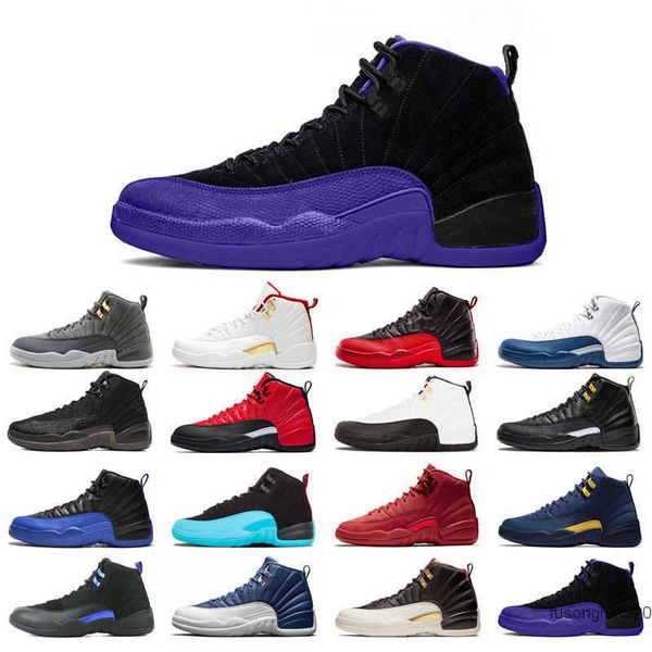 

2022 12s 12 original basketball shoes for man black bulls dark grey fiba flu game french blue gym red indigo michigan o-black reverse taxi j
