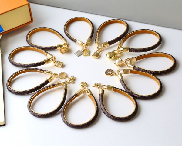 

luxury designer jewelry bracelet leather bracelets fashion for men women leather elegant bangle with box dustbag, Golden;silver