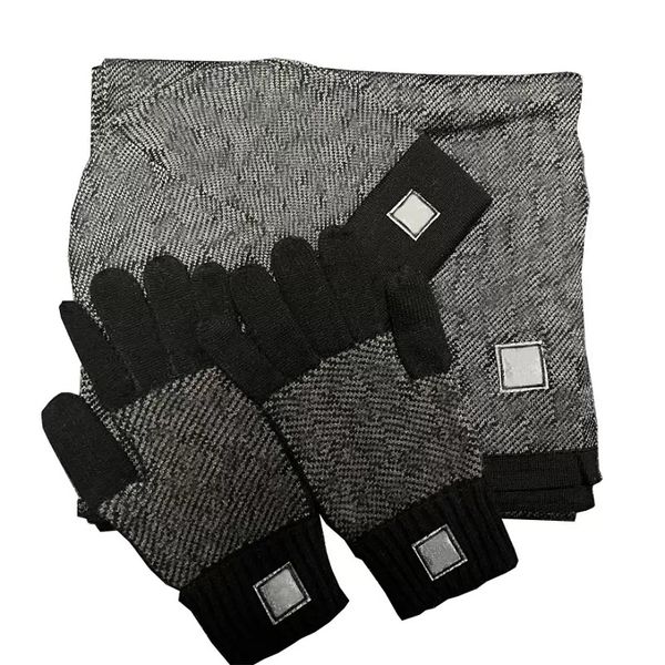 

luxury brand hat scarf glove sets women men designer scarves cap gloves winter outdoor ski warm beanies set c white, Blue;gray