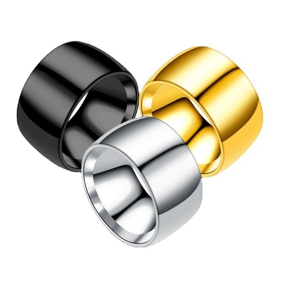 

12mm wide version ring shiny side fashion simple arc band stainless steel designer band link clover luxury nail love tennis charm homme men, Silver