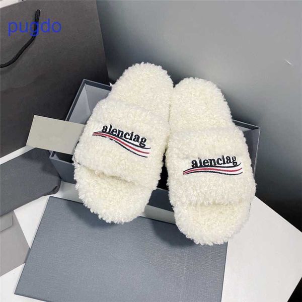 

designer ba lenciaga winter slippers online shop the new paris colored letter maomao slippers are thick soled s, Black