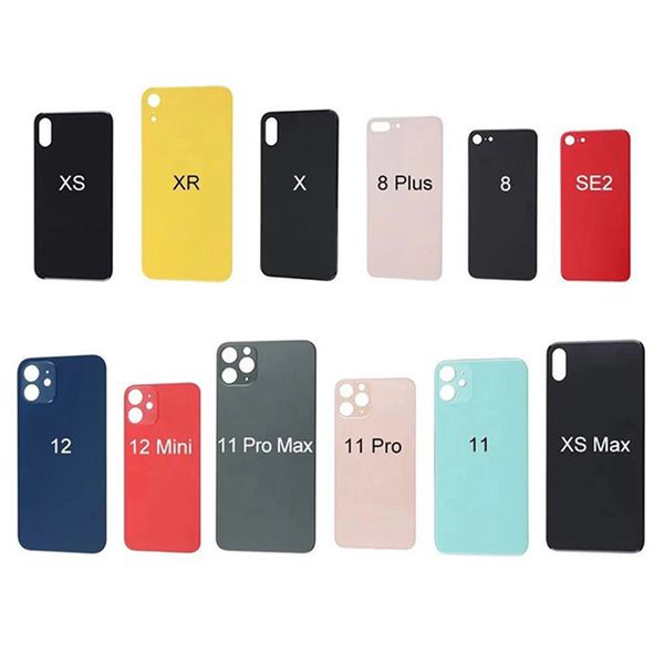 

for iphone cell phone housing battery back glass housing big hole rear cover with sticker 13 12 11 pro max xs xr x 8 plus