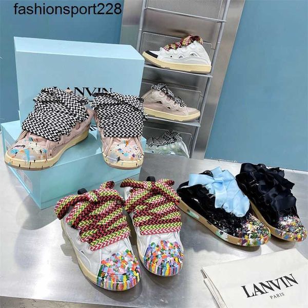 

designer dress real leather shoes lanvined women man german training curb versatile couple skateboarding bread sneakers