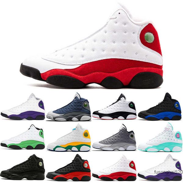 

2022 2021 wholesale men 13 13s baketball shoes jumpman atmosphere grey aurora green playground hyper royal he got game flint court purple jo, Black