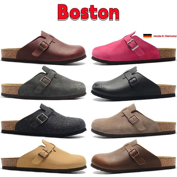 

designer boston birkin slippers for women men german arizona mayari cork flat fashion sandales suede leather slipper beach soft sandals casu, Black