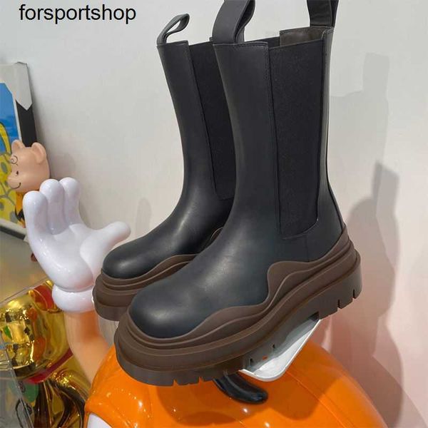 

designer boots new botega mona brown martin boots thick soled high boot chelsea high booties, Black