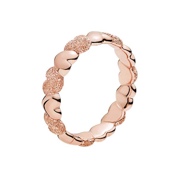 

rose gold matte brilliance heart band ring for women girls with original box for pandora real sterling silver wedding designer rings, Slivery;golden