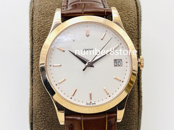 

5296-010 v4 mens watch ppf factory rose gold swiss 324 sc automatic 28800vph sapphire crystal white dial luxury wristwatch water resistance, Slivery;brown