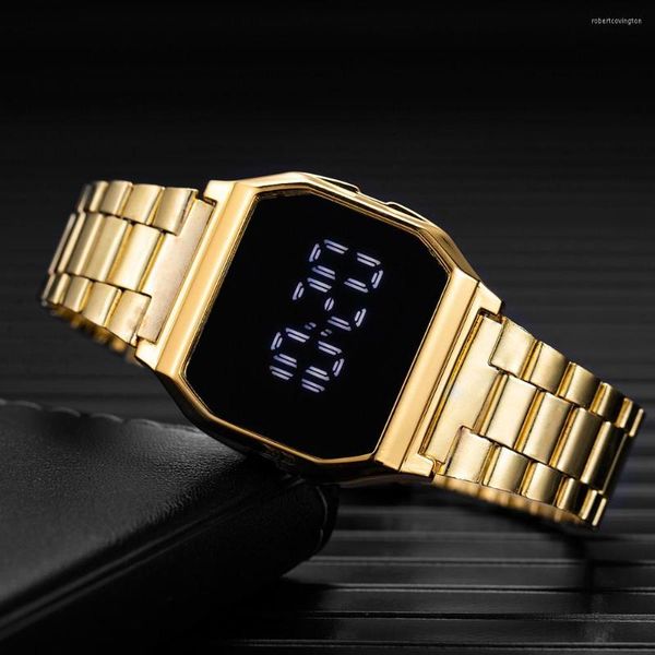 

wristwatches watches luxury digital for women electronic led wristwatch stainless steel watchband fashion rose gold ladies clock, Slivery;golden