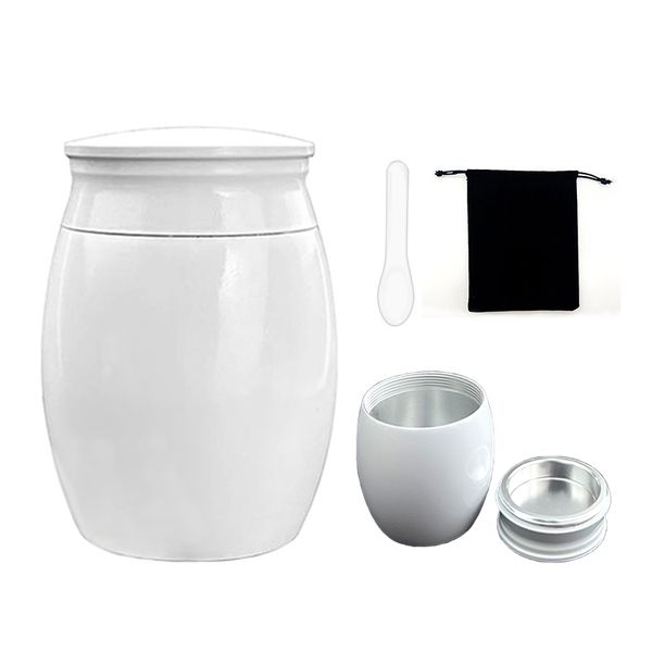 

pet cremation pendant keepsake urn - funeral memorial urns on stainless steel - white burial jar for human ashes mini size 30x40mm, Silver