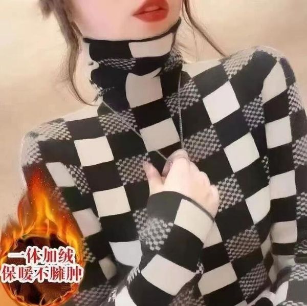

women's sweaters for luxury turtleneck thickened long sleeve vintage letter dress basic shirt lady tee top, White;black