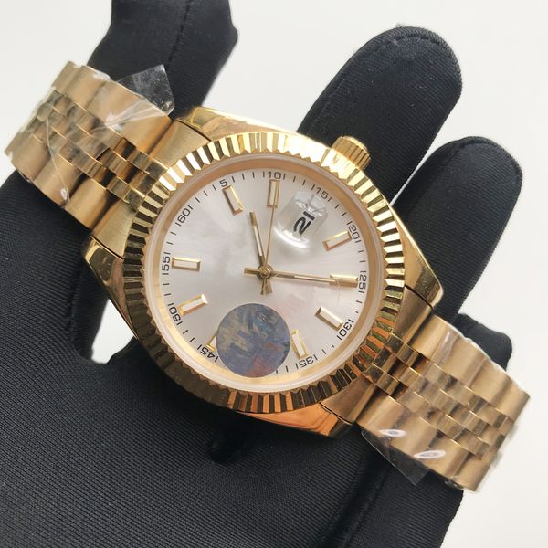 

luxury watches aaa watch 18k gold case 41mm day silver dial automatic mechanical date men watches quality stainless steel wristwatches, Slivery;brown