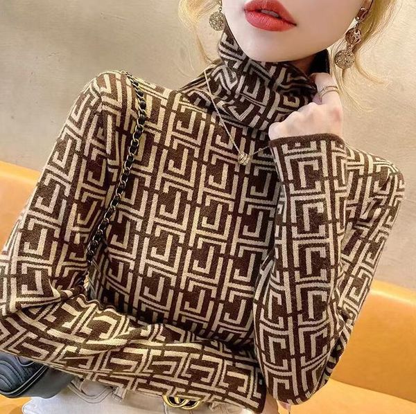 

women's sweaters designer korean fashion printed turtleneck long sleeve puff dress t shirt for casual feminine clothes, White;black