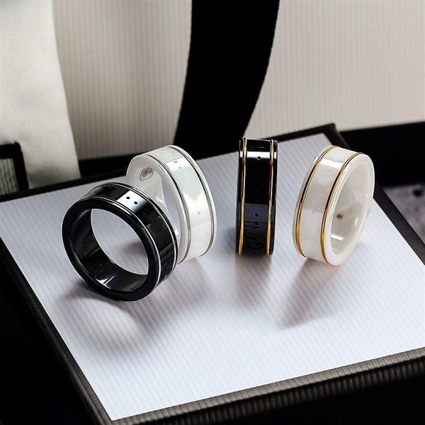 

designes gold rim couple rings simple letter ring ceramic material fashion gifts jewelry supply3296, Silver