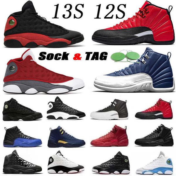 

men jumpman basketball shoes sport sneaker 12s flu game michigan black metallic fire red 13s dirty bred court purple cat flint top