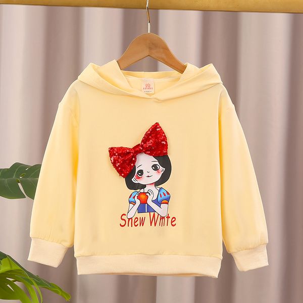 

disney pullover sweater 2022 autumn new girl's korean pure cotton hooded medium and small child princess versatile long sleeve yellow c, Blue
