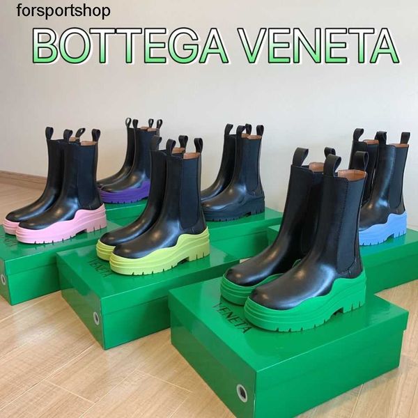 

designer boots new botega winter sleeve chelsea short shoes women thick sole heightened martin boots cowhide thin leg men medium booties, Black