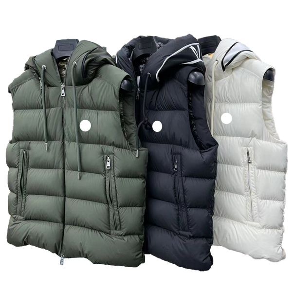 

designer cardamine mens down vests jacket french womens hooded winter puffer vest coats embroidered badge warm outerwear full label jackets, Black;white
