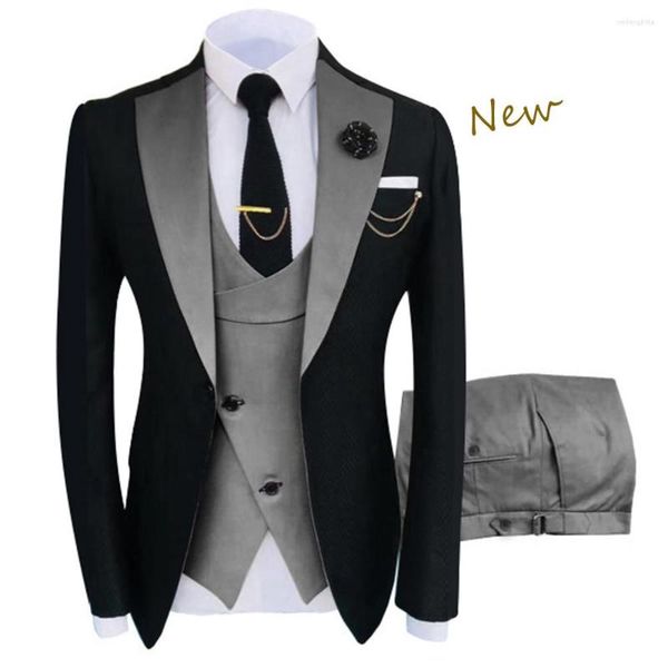 

men's suits 2022 fashion style grooming tuxedo male suit boutique elegant gentleman men clothing 3 piece set luxury guest wedding dress, White;black