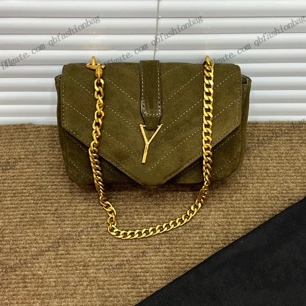 

womens f/w suede mini envelope bag classic v-shaped check mixed quilted vintage gold hardware chain college crossbody shoulder french style