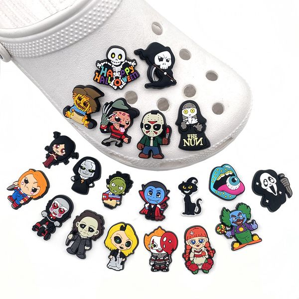 

anime halloween horror sally jack killer the nightmare before christmas cartoon charms shoe accessories pvc decoration buckle soft rubber cl, Blue