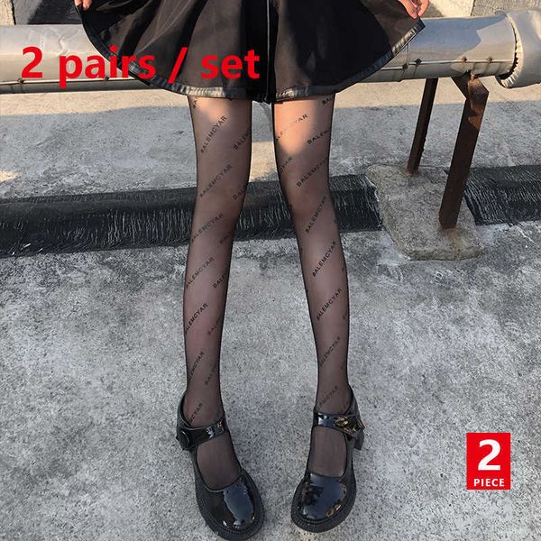 

socks hosiery 2pairs/lot women's stockings thin black/skin color letter silk stockings fashion women's pantyhose print women', Black;white