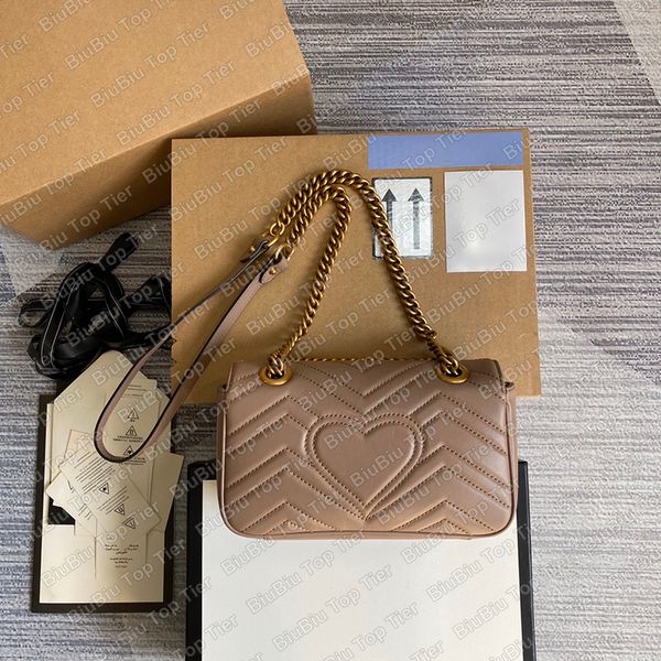 

10a tier quality marmont 16.5cm designer bags genuine leather 446744 small bag high-end women crossbody fashion gold chain shoulder bag wall